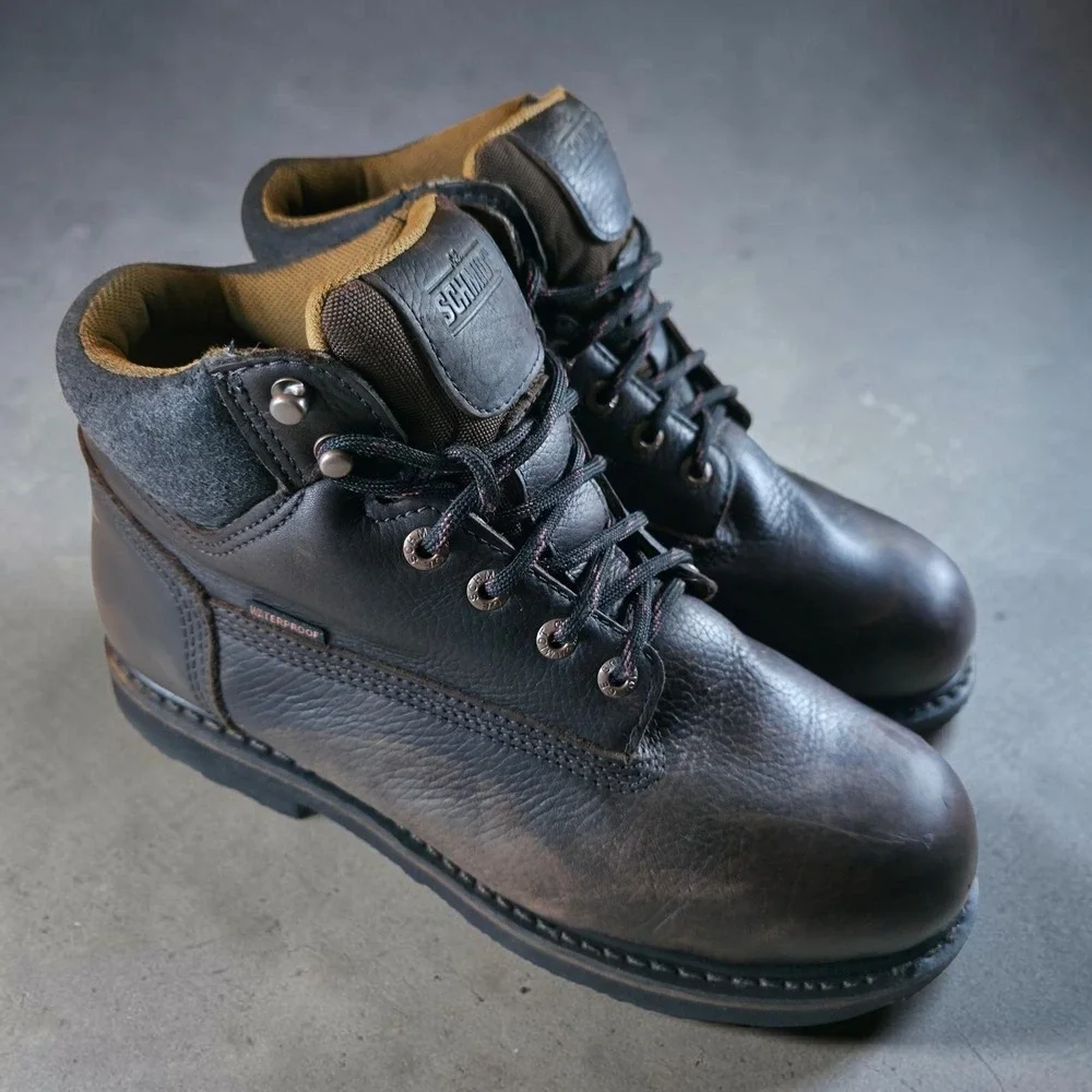 Schmidt Workwear Mens Boots Leather Steel Toe Brown Boots Size 11 W Waterproof
